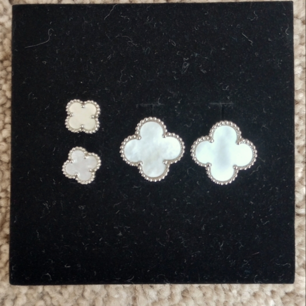 Clover earrings white MOP silver